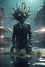 Placeholder: xcom's terror from the deep giger style alien with suit and tie and sea weed crown crawling onto the icy docks in fallout 4 setting, bokeh, downlight, prize winning, depth of field, in the style of ivo caprino