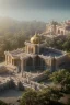 Placeholder: An animation close up drawing of a palace with a king and queen standing on a balcony