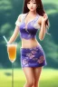 Placeholder: Asian girl, cute, drink thé