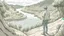 Placeholder: draw them the landscape around the man on the entire surface of the picture
