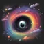 Placeholder: A black hole that tears apart rainbows and devours them, in card art style