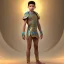 Placeholder: beautiful 12 year old arabic boy with curly hair and light blue eyes dressed in transparent loincloth