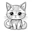 Placeholder: cute detail, cute cat, black and white, white background, clean lines, coloring page for kids