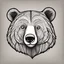 Placeholder: funny bear head from profile, simplified sketch 70's cartoon style, monochromatic outline stamp, low detail and strong contrast