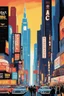 Placeholder: [Affiches vintage by Gary Godel] Famous iconic Movie place in vintage designs. Visit Times Square "The Crossroads of the World," famous for its bright lights, theaters, and bustling energy. Colorful unique Illustration