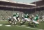 Placeholder: Boston Shamrocks Football team playing against the Toronto Rifles Football team, vintage, hyper-realistic, in color, 1950s football