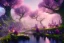 Placeholder: Immersive​ fantasy elven town city in the deep forest with ancient elder tree beautiful blossom nature river 4k full hd