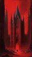 Placeholder: A gothic cathedral in the middle of a desert, blood red background, crisp quality, beautifully lit, in the style of Zvidslav Beksinski