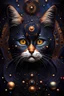 Placeholder: deep dark luminescence rich colors, reminiscent of abstract luxury, minimalist abstract pattern with dots and lines, clean with some abstract elements, with dark colors , trending on artstation, sharp focus, studio photo, intricate details, highly detailed, by Gustav Klimt, Antonio Gaudi, greg rutkowski, fantasy geometric galaxy grumpy cat