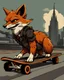 Placeholder: Steampunk, cyberpunk, vaporpunk, punk, a fox with a mohawk on a skateboard in a rush to catch therefore the bus drives away, sharp focus, best quality, in the highest possible resolution, trending on DeviantArt