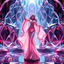 Placeholder: very complex structure ,pretty viberating color environment 3d metalic and crystal recursive animating beveled geometric base very complex structure future world evolving background and goddess realistic modern lady in pretty cleric dress comes out dancing gracefully , viberating color moving very in modern city escap environment while camera tracking it.