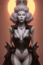 Placeholder: Mae West as evil queen in black leather, leather, busty, cleavage, angry, stern look. character design by cory loftis, fenghua zhong, ryohei hase, ismail inceoglu and ruan jia. unreal engine 5, artistic lighting, highly detailed, photorealistic, fantasy