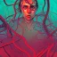 Placeholder: singer Danish MØ face, Camera., concept art, hyper detailed, asaf hanuka, dan mumford, kilian eng, post-apocalyptic, oil on canvas