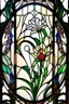 Placeholder: Art Nouveau Stained Glass Floral Ornament on White Tiffany Glass Door