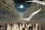 Placeholder: View of Elysium with winged females flying over people running away in fear