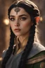 Placeholder: beautiful elf girl, with long black braid, dressed in diplomatic attire