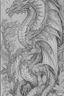 Placeholder: coloring book page of a magical dragon,monochrome, black and white, sharp, sketch drawing