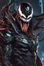 Placeholder: Venom mix with machine in solo leveling shadow artstyle, cyberpunk them, intricate details, highly detailed, high details, detailed portrait, masterpiece,ultra detailed,best quality