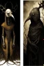 Placeholder: Silent depths waiting, Eyes gleam through dusk's veil—prey nears, Dark ghosts whisper, by Phlegm and Dave McKean and Santiago Caruso, silkscreened mind-bending illustration; warm colors, off-centered fragmented composition