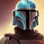 Placeholder: portrait of a mandalorian bounty hunter from star wars expanded universe by greg rutkowski, highly detailed portrait, digital painting, artstation, concept art, smooth, sharp foccus ilustration, bluesilver colors