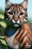 Placeholder: An animation of a beautiful jungle cat, she's a model, beautiful hair and makeup, stylish, front view, comic style