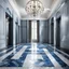 Placeholder: luxury hall ,tiled blue and gray large floor,