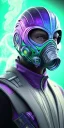 Placeholder: purple galaxy masked super villain, weapons in hands, teal and purple smoke, full portrait, hyper realistic, 4k