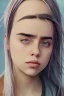 Placeholder: Billie Eilish, samurai, realistic, not to be distinguished from a photo, identical pupils, photorealistic illustration