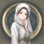 Placeholder: anime Only the face Muslim Pretty impressive women inside a circular frame,Portrait image,professional look