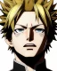 Placeholder: Detailed anime portrait of bakugo from my hero academia, gold hair and golden eyes, black suit, intricate details, full body portrait, keep head in frame, slight smile, black Japanese motif, concept art, highly detailed, digital painting, concept art, sharp focus, illustration, art by Yoji Shinkawa, WLOP and greg rutkowski and alphonse mucha and artgerm and yanjun Chen and Junji ito and Makoto Shinkai, HDR, octane render