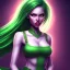 Placeholder: fantasy setting, woman, dark-skinned, green hair