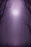 Placeholder: صورة مرعبة لغابة مليئة بالأشجار بها وحوش مقطوعة الرؤوس والقمر في السماء، لون بنفسجي