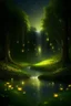 Placeholder: cielo estrellado de la primavera, un lago tranquilo refleja la luz de la luna. Los árboles florecen en colores suaves, mientras las luciérnagas danzan en el aire, iluminando la noche con destellos dorados. una cascada completa este cuadro mágico de serenidad nocturna.
