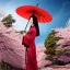 Placeholder: detailed matte painting of gorgeous, stunning Japanese woman with bamboo umbrella, cherry blossoms, kimono, 8k, high-quality, ultra-fine detail, detailed matte, digital art, Brian Froud, Howard Lyon, Anna Dittman, Anne Stokes, Selina French, Greg Rutowski