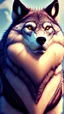 Placeholder: White fur, Werewolf, Red eyes, character, full body portrait, expert, insanely detailed, 4k resolution, cinematic smooth, intricate detail, fluffy, award wining portrait, anthropomorphic