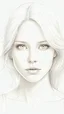 Placeholder: A beautiful face of woman all white skin, white eyes, white hair on a white background, pencil drawing style