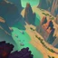 Placeholder: stylized,canyon,scifi,dungeons map,futuristic,roboquest,top view