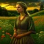 Placeholder: Scandinavian women, midsummers eve, traditional, pagan, painted, digital painting, 24k, high resolution, highly detailed, ornate, meadow with flowers and trees, art by Manuel Sanjulian