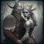 Placeholder: old viking with his zombie wife, scary, steam punk, realistic, made in octane, cinematic, ultra-realistic, extremely detailed octane rendering, 8K, VRAY Super Real ar 2:3, dof photorealistic futuristic 50mm lens hard lighting dark gray tintype photograph, realistic lighting, sepia color