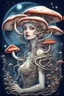 Placeholder: Beautiful portrait rococo mushroom fairy, detailed eyes, realistic features, hq, fungi, celestial, moon, galaxy, stars, by Salvador Dalí, giger, Hieronymus Bosch, victo ngai, fungi, celestial, Ryan Hewett