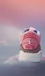 Placeholder: Jordan 3 sneaker in sky. Pink clouds.