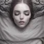 Placeholder: woman asleep on satin pillow with spiderwebs on face and mascara running down cheeks, gothic, 8k, high-quality, fine-detail, intricate, sharp, crisp, digital art, detailed matte, illustration, octane render, brian froud, howard lyon, Anne Dittman, Anne Stokes, Lisa Parker, Selina French