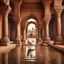 Placeholder: Hyper Realistic Photographic-View Of Dove Sitting On The Surface of a Traditionally-Crafted-Water-Fountain inside Traditional Rajasthani Fort With Traditional-Brown-Pillars & Traditional-Hallway showing dramatic & cinematic ambiance.