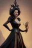 Placeholder: Geena Davis as evil queen in black leather gown, evil, busty, cleavage, curvy, angry, stern look. character design by cory loftis, fenghua zhong, ryohei hase, ismail inceoglu and ruan jia. unreal engine 5, artistic lighting, highly detailed, photorealistic, fantasy