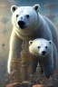 Placeholder: poetical, surreal minimalistic artwork, a maori, a cyberpunk polar bear, with a surreal engine mechanism, side view, in the style of Max Ernst, Renè Magritte, vivid colors, photo realistic web edition, ambient occlusion, strong top light , on white background