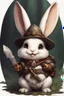 Placeholder: Cute chubby bunny floppy ears adventurer dnd art realism with mini dragon