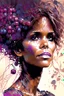 Placeholder: Portrait of gorgeous young Halle Berry surrounded by berries by Awwchang and James Christensen and CGSociety and Carne Griffiths and Minjae Lee, fun background, Lou Xaz