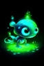 Placeholder: Cartoon Underwater bioluminescent cute tiny alien, macro art