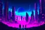 Placeholder: retrowave cyberpunk city, moon, clouds, people, sci-fi, epic