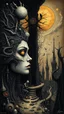 Placeholder: Surrealist art linquivera kylin, bold lines, hyper detailed, a dark warm limited palette, chiaroscuro, <lora:linquivera:0.8>, liiv1, . Dreamlike, mysterious, provocative, symbolic, intricate, detailed